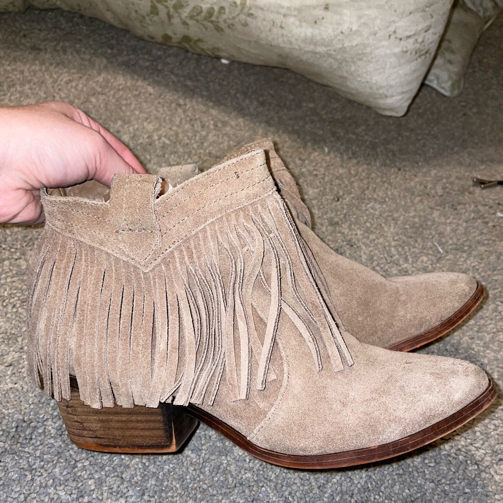 Authentic Leather Suede Fringe Booties